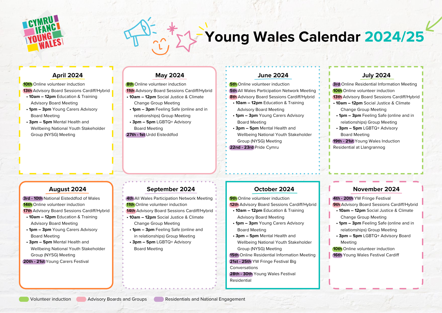 Getting Involved: The Young Wales Calendar is Now Live!